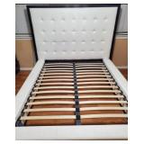 Queen Size Plat Form White Leather Bed
