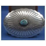 Vtg S.S. N/A Turquoise Belt Buckle Tested