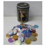 Vtg Nestle Chocolate Tin W/Marti Gras Tokens