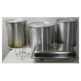 Three Commercial Style Stock Pots, Server & More