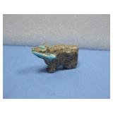 Zuni Stone Bear Fetish W/ Turq Heartline 1.25'