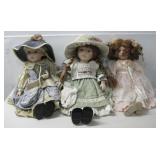 Three Vtg Porcelain Collectible Dolls See Info