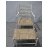Wood W/Rattan Chair & Ottoman 28' x 39' x 24.5'