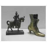 Metal Bronze Colored Shoe Decor W/Resin Knight See