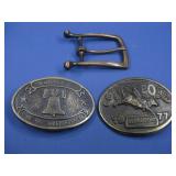 Three Vtg. Brass Belt Buckles