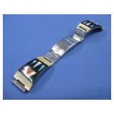 Vtg Silverplated Zuni Inlay Watch Band