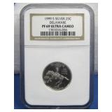 1999 S. Silver 25C Delaware PF 69 Ultra Cameo See