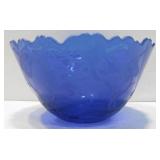 Vtg Blue Frost Engraved Hawke Bowl 11' x 6'