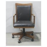 Wood & Faux Leather Rolling Office Chair See Info