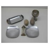 Vtg Mini Stainless Serveing Trays,Wooden Eggs