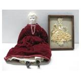Vtg Porcelain Doll 18' W/Vtg Ribbon Art