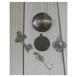 Four Metal Religious Pendants W/ Pin Hallmarked