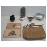 Tooled Leather Bag, Signed N/A  Pottery & More