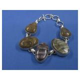 Silvertone Agate Bracelet