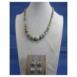 Vtg S.S. Turq Earrings & 925 Turq Necklace
