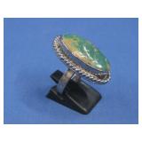 Vtg S.S. N/A Turquoise Ring 13.1g Hallmarked