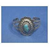 Vtg S.S. N/A Turquoise Bracelet Hallmarked