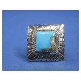Vtg S.S. N/A Turquoise Ring Hallmarked