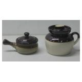 Vtg R.R.P. Co. Stoneware Bean Pot & Vtg Soup Crock
