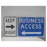 Two Wooden Reflective Keep Right & Business See