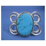Turq. Cuff Bracelet Hallmarked Mexico