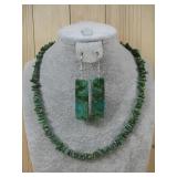 Aventurine Chip Necklace W/ Slab Turq Earrings S.S