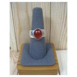 Vtg Sterling Silver Carnelian Ring Hallmarked