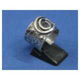 Hammered Sterling Silver Band W/Spiral Design