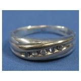 S.S. & 10K Vtg Genuine Diamond Ring Hallmarked See