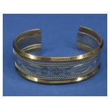 Silvertone 12KGF SW Cuff Bracelet