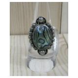 Sterling Silver Abalone Shell Ring Hallmarked