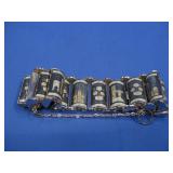 Vtg Goldtone Damascence Flower Panel Bracelet