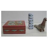 Vtg Talavera Bird Handpainted Box Napkin See Info