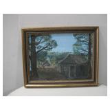 Framed Cabin Oil Painting 28.5' x 22.25'