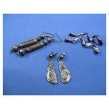 Vtg 3 Sterling Silver Earring Pairs
