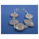Silvertone Rose Quartz Bracelet