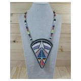 Vtg Native American Beaded Pow Wow Necklace