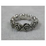 Sterling Silver Roses Ring Hallmarked