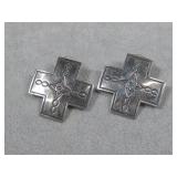 Vtg Sterling Silver Navajo Cross Earrings Hallmark