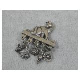 Sterling Silver Cat Pin Brooch Hallmarked 1 1/4'