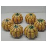 Six Decorative Ceramic Pumpkins 4' Tall