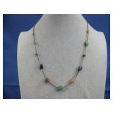 Sterling Silver Multicolored Gemstone Necklace