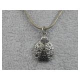 Sterling Silver Lady Bug Pendant Necklace