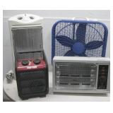 Three Electric Heaters & Box Fan All Work