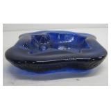 Vtg Blenko Amoeba Free Form Cobalt Blue See