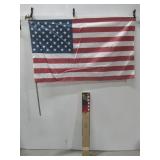 Three United States Flags W/One On Pole