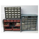 Three Small Parts Organizers W/Various Items See