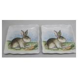 Two Maxcera Bunny Serving Platters 11' x 11'