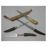 Vtg Carving Set W/Fillet Knife & Sheath