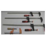 Three Bessey & One Metal Bar Clamp